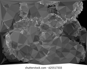 Abstract monochrome mosaic backdrop. Geometric low polygonal background. Design element for posters, business cards, presentations layouts, showcases. Vector clip art.