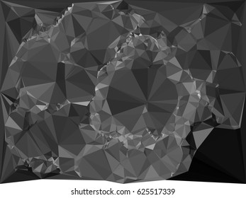 Abstract monochrome mosaic backdrop. Geometric low polygonal background. Design element for posters, business cards, presentations layouts, showcases. Vector clip art.