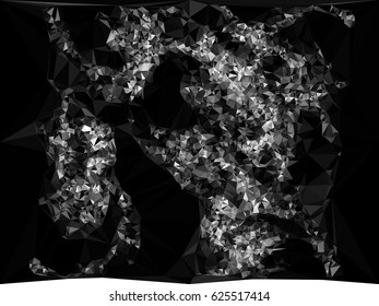 Abstract monochrome mosaic backdrop. Geometric low polygonal background. Design element for posters, business cards, presentations layouts, showcases. Vector clip art.