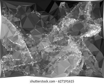 Abstract monochrome mosaic backdrop. Geometric low polygonal background. Design element for posters, business cards, presentations layouts, showcases. Vector clip art.