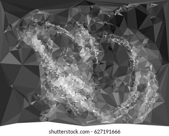 Abstract monochrome mosaic backdrop. Geometric low polygonal background. Design element for posters, business cards, presentations layouts, showcases. Vector clip art.