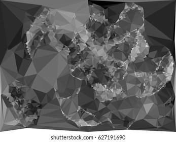 Abstract monochrome mosaic backdrop. Geometric low polygonal background. Design element for posters, business cards, presentations layouts, showcases. Vector clip art.