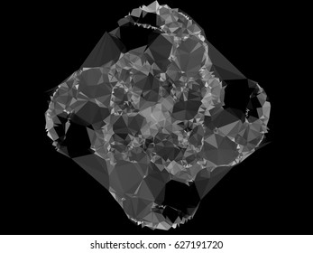 Abstract monochrome mosaic backdrop. Geometric low polygonal background. Design element for posters, business cards, presentations layouts, showcases. Vector clip art.