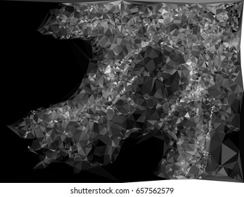 Abstract monochrome mosaic backdrop. Geometric low polygonal background. Design element for posters, business cards, presentations layouts, showcases. Vector clip art.