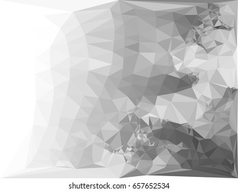 Abstract monochrome mosaic backdrop. Geometric low polygonal background. Design element for posters, business cards, presentations layouts, showcases. Vector clip art.