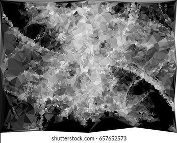 Abstract monochrome mosaic backdrop. Geometric low polygonal background. Design element for posters, business cards, presentations layouts, showcases. Vector clip art.