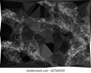 Abstract monochrome mosaic pattern. Geometric low polygonal background.Vector clip art.