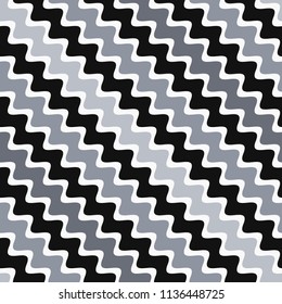 Abstract monochrome mosaic. Seamless pattern of geometric waves in vector. Design element can be used for digital wallpaper, web banner, game background, card, blank, cover