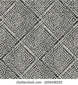 Abstract Monochrome Mottled Textured Subtle Checked Background. Seamless Pattern.