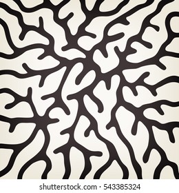 Abstract monochrome nature  pattern with stylized coral branches. Vector fractal background.