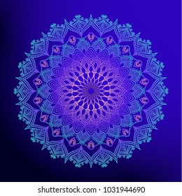 Abstract monochrome object. Linear decorative ornamental mandala.