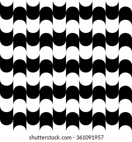 Abstract monochrome pattern with arced shapes. Seamlessly repeatable.