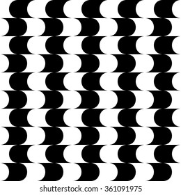 Abstract monochrome pattern with arced shapes. Seamlessly repeatable.