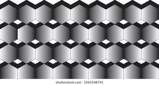 Abstract monochrome pattern with overlapping squares. Seamless 3d pattern. Grayscale, black and white background