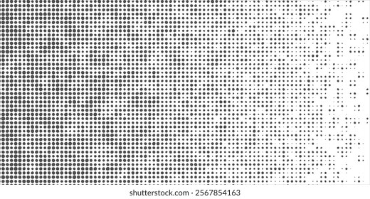 Abstract monochrome pattern. Random halftone. Pointillism style. Background with irregular, chaotic dots, points, circle. Grainy grunge texture. Black and white color. Vector illustration