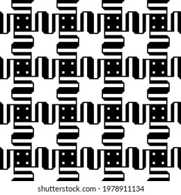 Abstract monochrome pattern. Vector and seamless. Zig zag and squares.