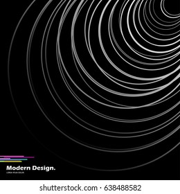 Abstract monochrome pattern. White rings on the black background.