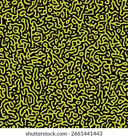 Abstract monochrome pattern, yellow and black squiggly lines, vector