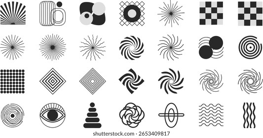 Abstract monochrome poster background vector set. Modern cover template with black and white perspective geometric prism shape, line
