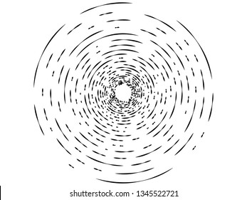 Abstract monochrome psychedelic square background with circular swirl, helix or vortex. Backdrop with round optical illusion or radial twist. Modern illustration in black and white colors.