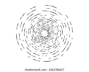 Abstract monochrome psychedelic square background with circular swirl, helix or vortex. Backdrop with round optical illusion or radial twist. Modern illustration in black and white colors.