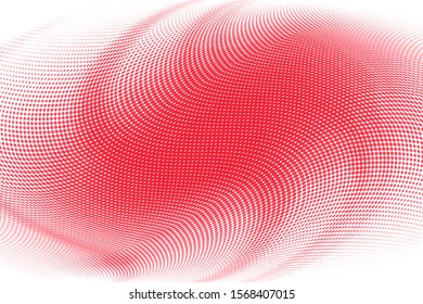 Abstract monochrome red white halftone pattern. Soft dynamic lines. Half tone  wide vector illustration with dots. Modern polka dots wide background for web design, print