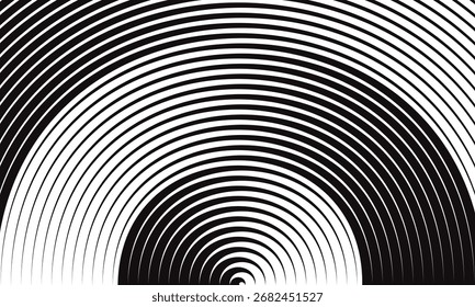 vetor de padrão circular abstrato monocromático repetível de linha de borda preta.