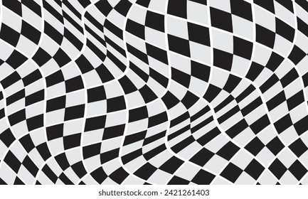 abstract monochrome repeatable black grey check wave pattern.