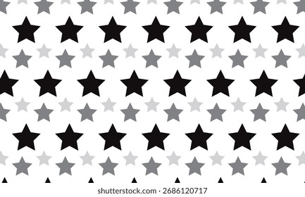 abstract monochrome repeatable black grey star pattern.