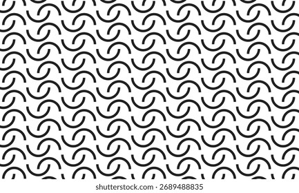 Patrón de semicírculo negro repetible monocromático abstracto.