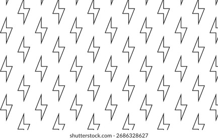 abstrakte monochrome wiederholbare schwarze Umriss Blitz Bolzen Muster.