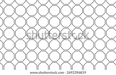 abstract monochrome repeatable black outline octagon pattern.