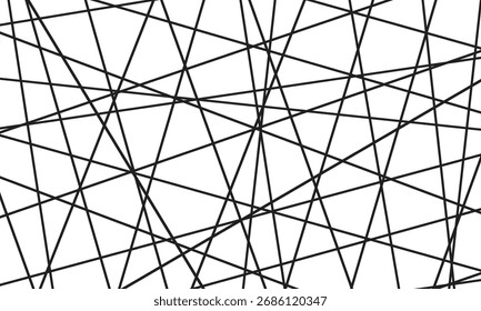 abstract monochrome repeatable black random chaotic lines art.