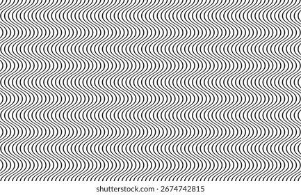 abstract monochrome repeatable black smooth wave line pattern.