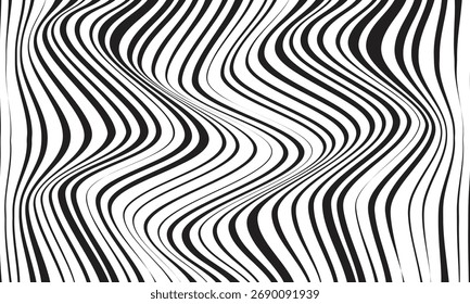 padrão abstrato monocromático repetível de onda de linha de ajuste preto.