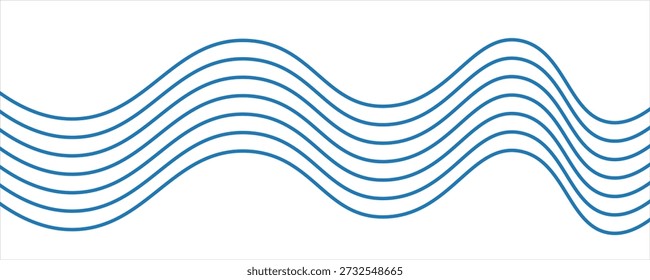 Diseño de línea de cinco ondas azul repetible monocromo abstracto. EPS moderno 10