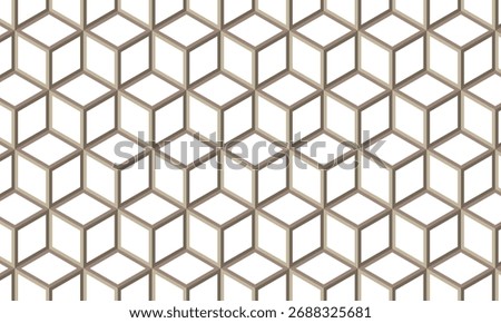 abstract monochrome repeatable brown outline cube pattern.