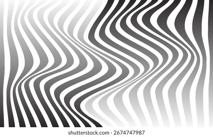 Patrón de onda de línea de gradiente repetible monocromo abstracto.