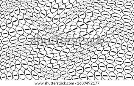 abstract monochrome repeatable minus on outline circle wave pattern.