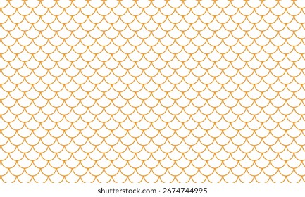 abstract monochrome repeatable outline orange fish scale pattern.