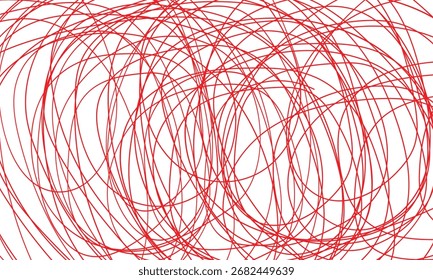 Arte de diseño de línea de caos rojo repetible monocromo abstracto.