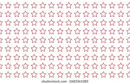 abstract monochrome repeatable red outline star grid pattern.