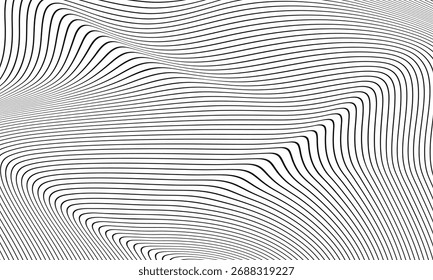 Patrón de onda circular de línea inclinada repetible monocromo abstracto.