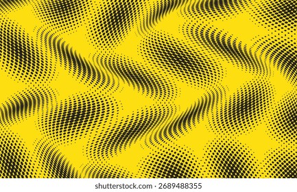Patrón de onda de punto Pequeño repetible monocromo abstracto de semitono repetible en amarillo.
