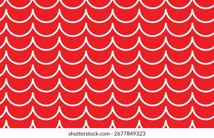 abstrato monocromático repetível branco meio círculo padrão em vermelho.