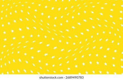 abstract monochrome repeatable white star wave pattern on yellow.