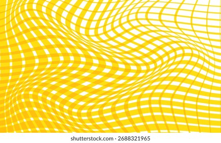 Patrón de onda de línea de cuadros abstractos monocromáticos repetibles de amarillo grande a Pequeño.