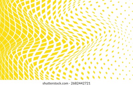 Patrón de onda de rombo amarillo repetible monocromático abstracto.
