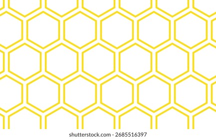 abstract monochrome repeatable yellow outline honeycomb pattern.