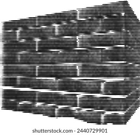 Abstract monochrome representation of brick wall texture.